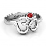 Personalised Om Sound of Universe Ring with Round Stone - Handcrafted By Name My Rings™