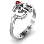 Personalised Om Sound of Universe Ring with Round Stone - Handcrafted By Name My Rings™