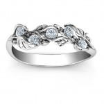 Personalised Organic Leaf Five Stone Family Ring - Handcrafted By Name My Rings™