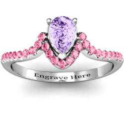 Personalised Pear in Accent Groove Ring - Handcrafted By Name My Rings™