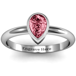 Personalised Pear with Raised Bezel Set Ring - Handcrafted By Name My Rings™
