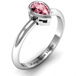 Personalised Pear with Raised Bezel Set Ring - Handcrafted By Name My Rings™
