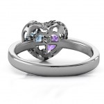 Personalised Petite Caged Hearts Ring with 13 Stones - Handcrafted By Name My Rings™