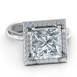 Personalised Princess Cut Cocktail Ring with Halo - Handcrafted By Name My Rings™