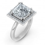 Personalised Princess Cut Cocktail Ring with Halo - Handcrafted By Name My Rings™