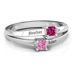 Personalised Princess Stone and Accent Ring - Handcrafted By Name My Rings™