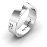 Personalised Ridge Diagonal Peak Men's Ring - Handcrafted By Name My Rings™