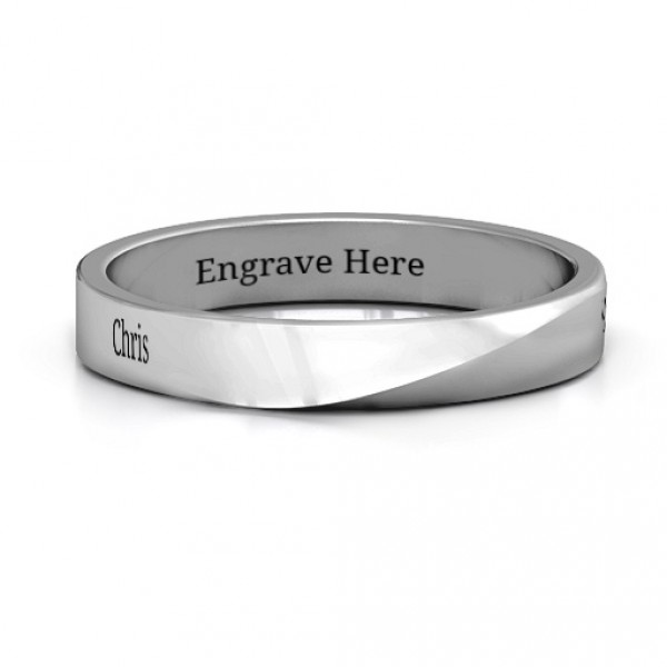 Personalised Ridge Diagonal Peak Women's Ring - Handcrafted By Name My Rings™