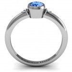 Personalised Round Bezel Solitaire with Twin Accents Ring - Handcrafted By Name My Rings™