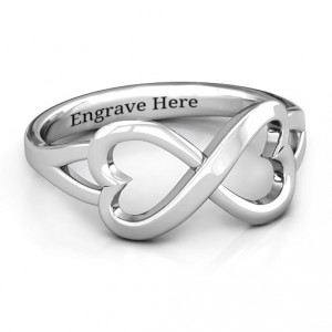 Personalised Simple Double Heart Infinity Ring - Handcrafted By Name My Rings™