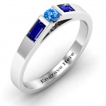 Personalised Solitaire Bridge Ring with Baguette Accents - Handcrafted By Name My Rings™