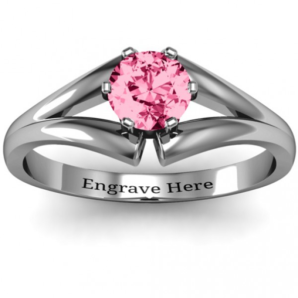 Personalised Solitaire Split Shank Ring - Handcrafted By Name My Rings™