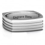 Personalised Stria Grooved Squareshaped Men's Ring - Handcrafted By Name My Rings™