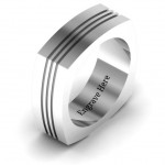 Personalised Stria Grooved Squareshaped Men's Ring - Handcrafted By Name My Rings™