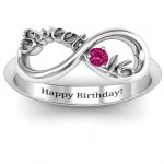 Personalised Sweet 16 with Birthstone Infinity Ring - Handcrafted By Name My Rings™