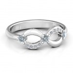 Personalised Three Stone Infinity Ring with Accents - Handcrafted By Name My Rings™