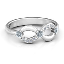 Personalised Three Stone Infinity Ring with Accents - Handcrafted By Name My Rings™