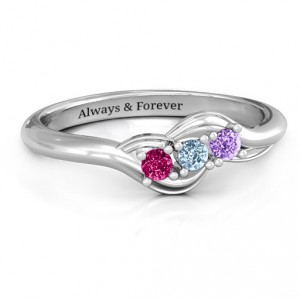 Personalised Three Stone Wave Ring - Handcrafted By Name My Rings™