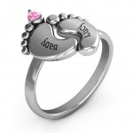 Personalised Toetally In Love Engravable Birthstone Footprint Ring - Handcrafted By Name My Rings™
