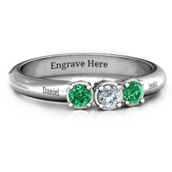 Personalised Triple Round Stone Ring - Handcrafted By Name My Rings™