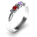Personalised Twin Circular Half Bezel Twin Accent Ring - Handcrafted By Name My Rings™