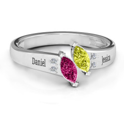 Personalised Twin Marquises and Accent Ring - Handcrafted By Name My Rings™
