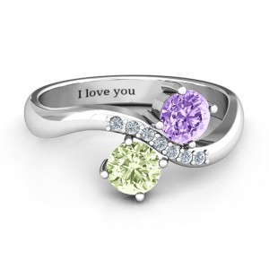 Personalised Storybook Romance Two Stone Ring - Handcrafted By Name My Rings™
