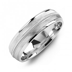 Personalised Textured Men's Ring with Centre Milgrain Detail - Handcrafted By Name My Rings™