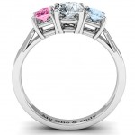 Personalised Three Stone Eternity with Princess Accents Ring - Handcrafted By Name My Rings™
