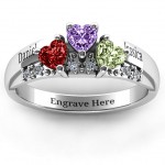 Personalised Tripartite Heart Gemstone Ring with Accents - Handcrafted By Name My Rings™