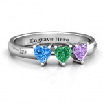 Personalised Triple Heart Stone Ring - Handcrafted By Name My Rings™