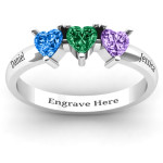 Personalised Triple Heart Stone Ring - Handcrafted By Name My Rings™