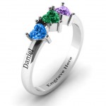 Personalised Triple Heart Stone Ring - Handcrafted By Name My Rings™