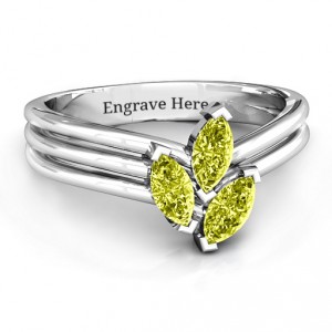Personalised Triple Marquise Collage Ring - Handcrafted By Name My Rings™