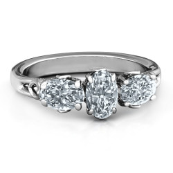 Personalised Triple Oval Stone Engagement Ring - Handcrafted By Name My Rings™