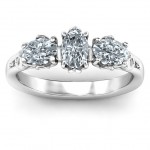 Personalised Triple Oval Stone Engagement Ring - Handcrafted By Name My Rings™