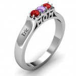 Personalised Triple Round Stone MOM Ring - Handcrafted By Name My Rings™