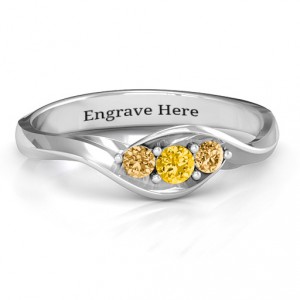 Personalised Triple Stone Swirl Ring - Handcrafted By Name My Rings™