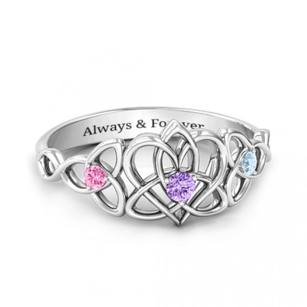 Personalised Triple Trinity Celtic Heart Ring - Handcrafted By Name My Rings™