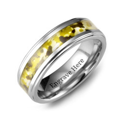 Personalised Tungsten Green Military Camouflage Ring - Handcrafted By Name My Rings™