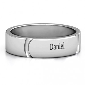 Personalised Tungsten Lysander Curved Groove Men's Ring - Handcrafted By Name My Rings™