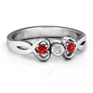 Personalised Twin Hearts with Centre Bezel Ring - Handcrafted By Name My Rings™