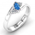 Personalised Twisted Marquise Ring with Shoulder Accents - Handcrafted By Name My Rings™