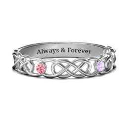 Personalised TwoStone Interwoven Infinity Ring - Handcrafted By Name My Rings™