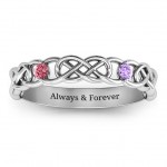 Personalised TwoStone Interwoven Infinity Ring - Handcrafted By Name My Rings™