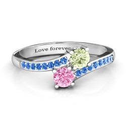 Personalised Two Stone Ring With Sparkling Accents And Filigree Settings - Handcrafted By Name My Rings™