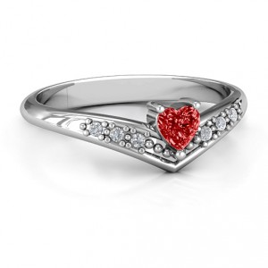 Personalised VAccented Heart Ring - Handcrafted By Name My Rings™