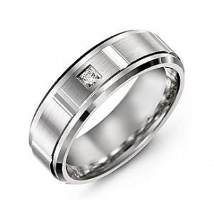 Personalised Vertical DiamondCut Men's Gemstone Ring with Beveled Edges - Handcrafted By Name My Rings™