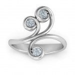 Personalised Whimsical Waves 3Stone Ring - Handcrafted By Name My Rings™