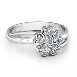 Personalised With Love and Flowers Ring - Handcrafted By Name My Rings™